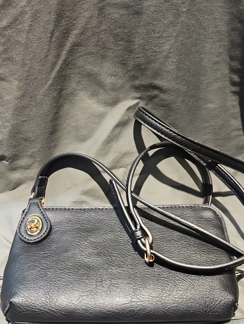 Black Leather Crossbody Bag by